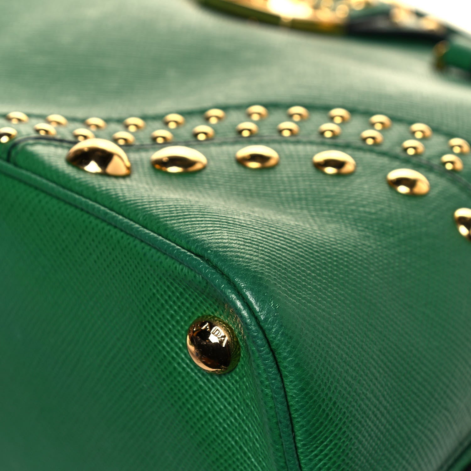 Prada Saffiano Studded Bijou Tote Verde 14 of 20