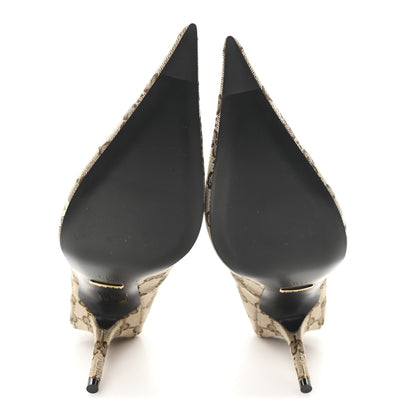 Balenciaga X GUCCI GG Monogram Square Knife 80mm Pumps 36.5 Beige Ebony 6 of 10