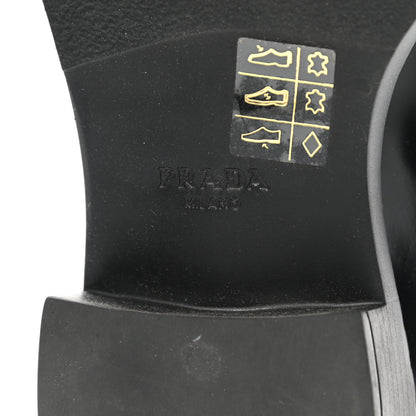 Prada Spazzolato Metal Triangle Logo 50mm Loafers 39 Black 6 of 8