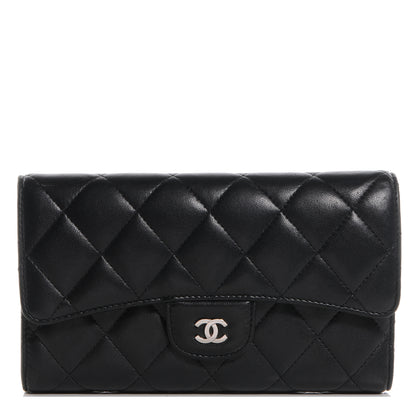 Chanel Lambskin Quilted Large Flap Wallet Black 1 of 8