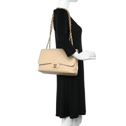 Chanel Caviar Quilted Jumbo Single Flap Beige 2 of 13