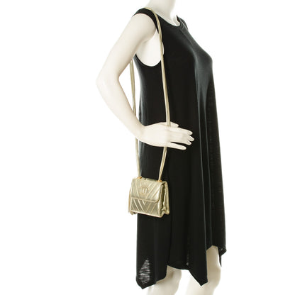 Chanel Metallic Lambskin Chevron Quilted Mini Square Tassel Flap Gold 2 of 9