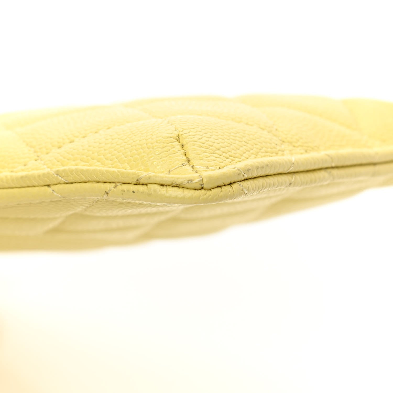 Chanel Caviar Quilted Classic Flat Wallet Pouch Yellow 9 of 11