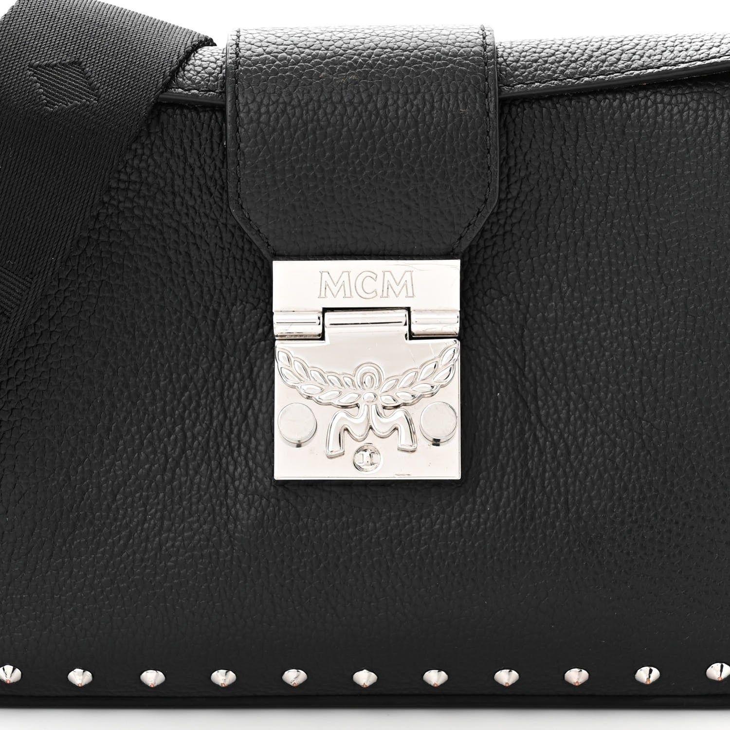 MCM Grained Calfskin Small Kaison Park Avenue Stud Crossbody Bag Black 7 of 11