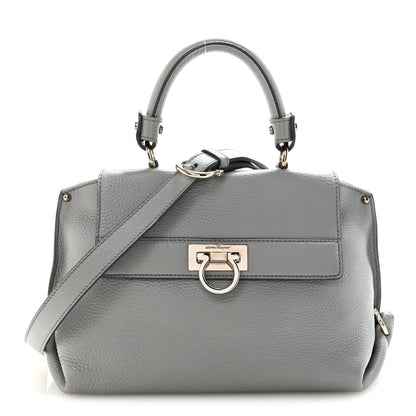 Salvatore Ferragamo Grained Calfskin Sofia Satchel Grey 1 of 9