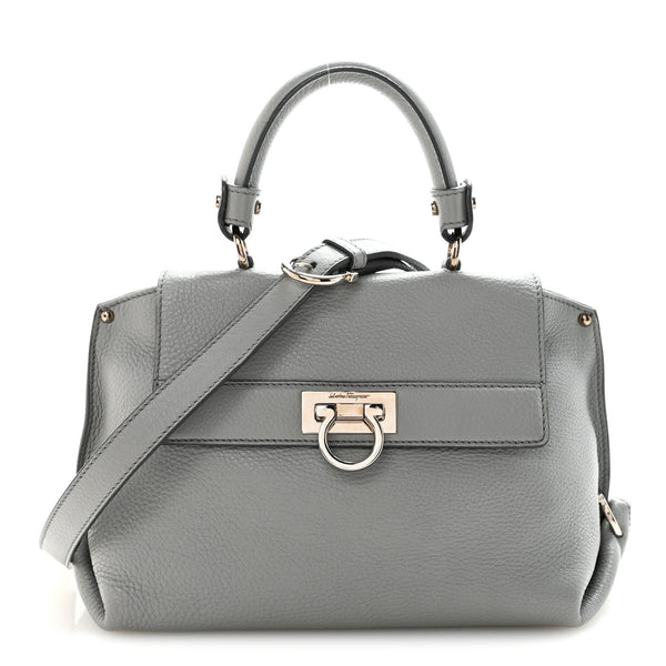 Salvatore Ferragamo Grained Calfskin Sofia Satchel Grey 1830619