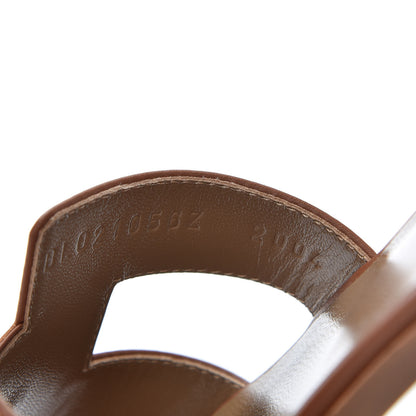 Hermes Box Calfskin Oran Sandals 37 Gold 10 of 11