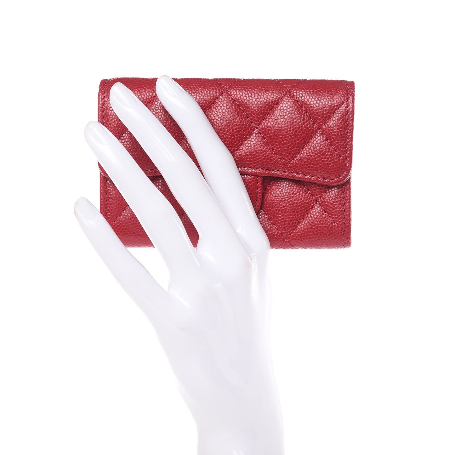 Caviar Quilted Flap Card Holder Pink