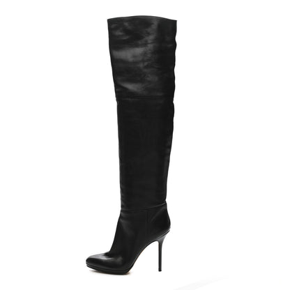 Jimmy Choo Calfskin April Over The Knee Boots 37.5 Black 1 of 10
