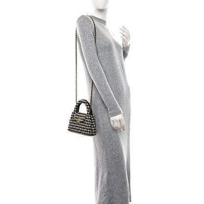 Chanel Tweed Houndstooth Quilted Nano Kelly Shopper Black White 2 of 11