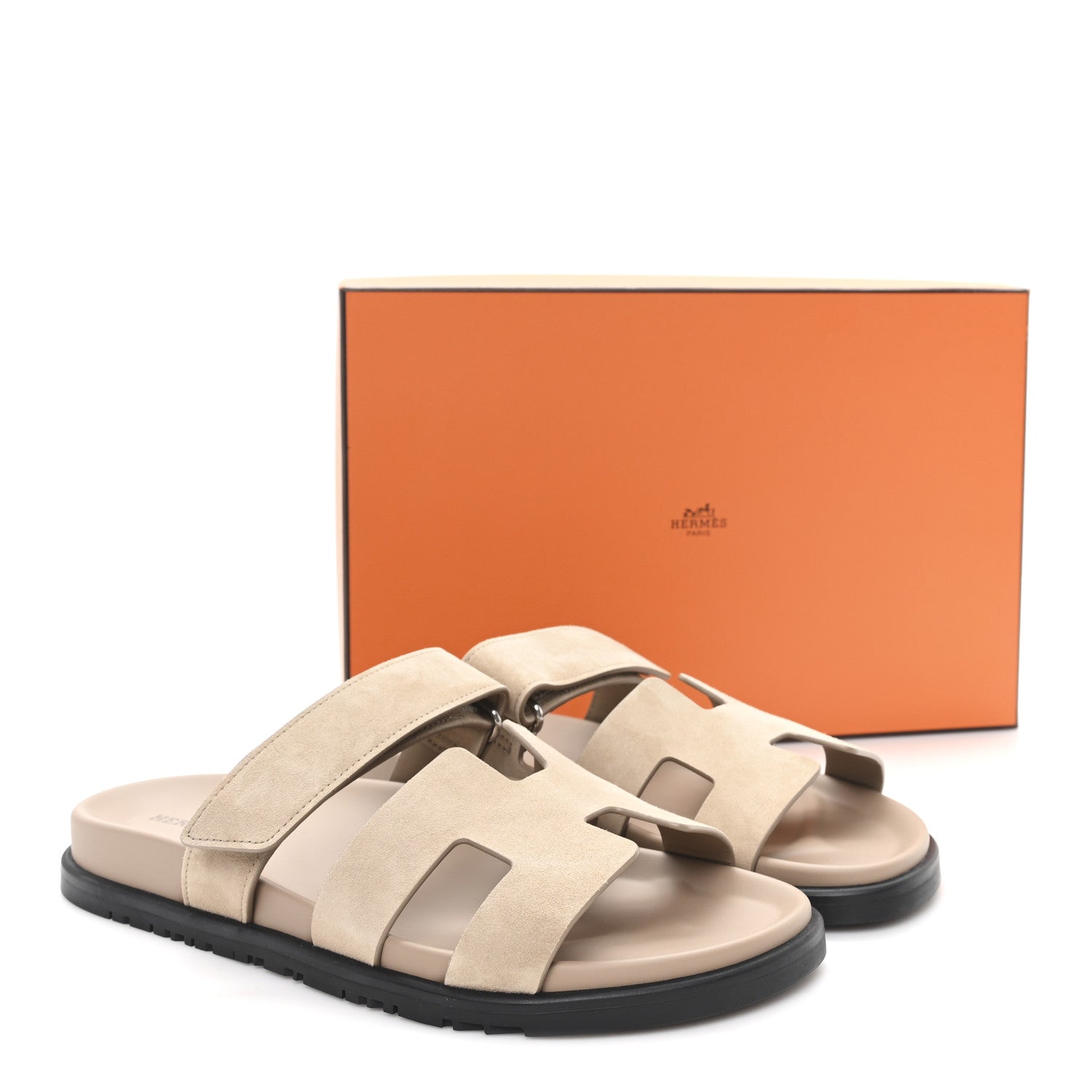 Hermes Suede Goatskin Womens Chypre Sandals 41 Beige Sable 10 of 10