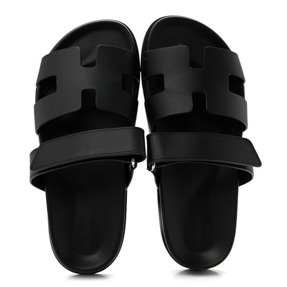 Hermes Calfskin Womens Chypre Sandals 39 Black 2 of 10