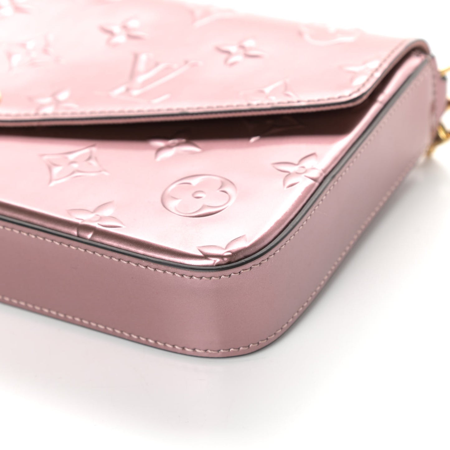 Vernis Pochette Felicie Chain Wallet Metallic Pale Pink