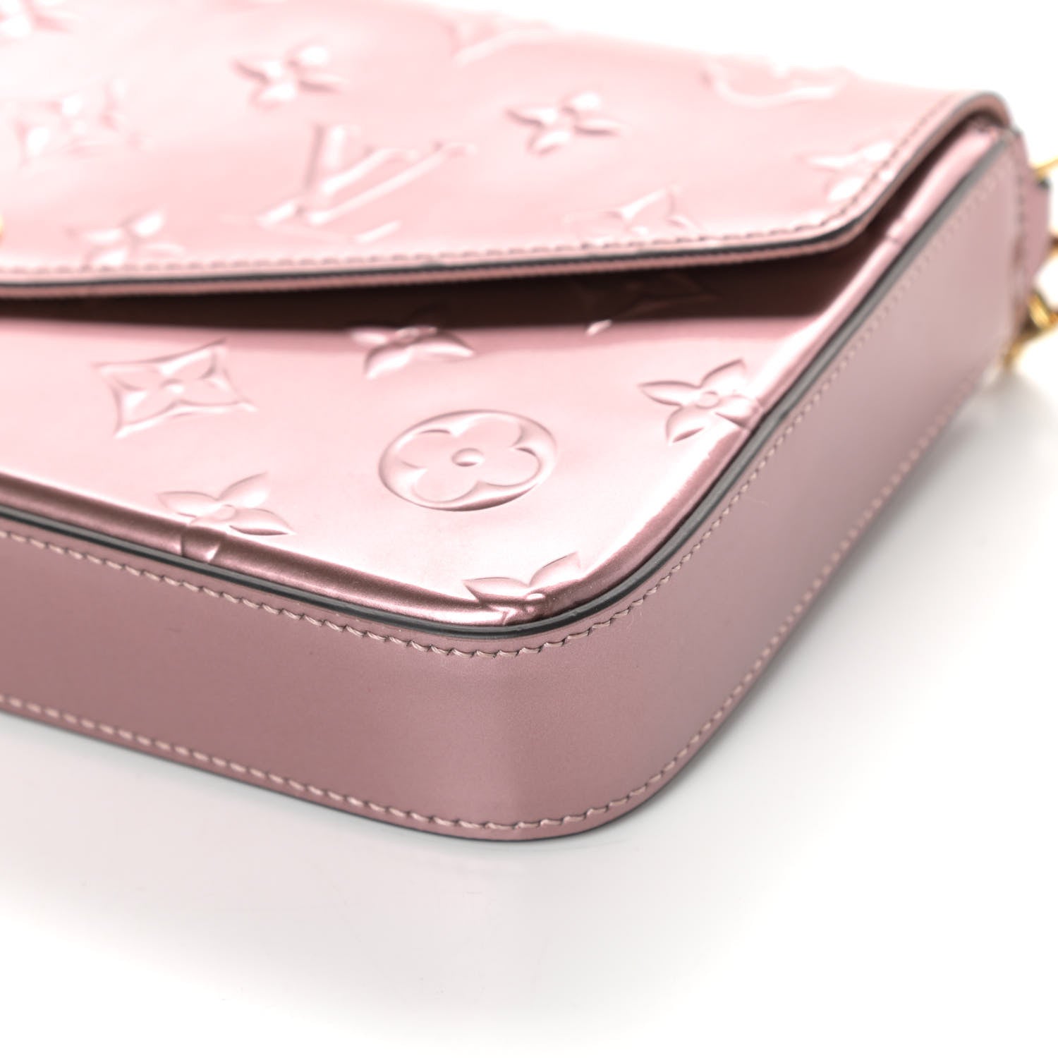 Louis Vuitton Vernis Pochette Felicie Chain Wallet Metallic Pale Pink 9 of 10