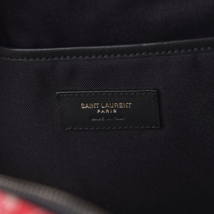 Saint Laurent Canvas Hawaiian Hibiscus Print City Backpack Red Ivory 7 of 8