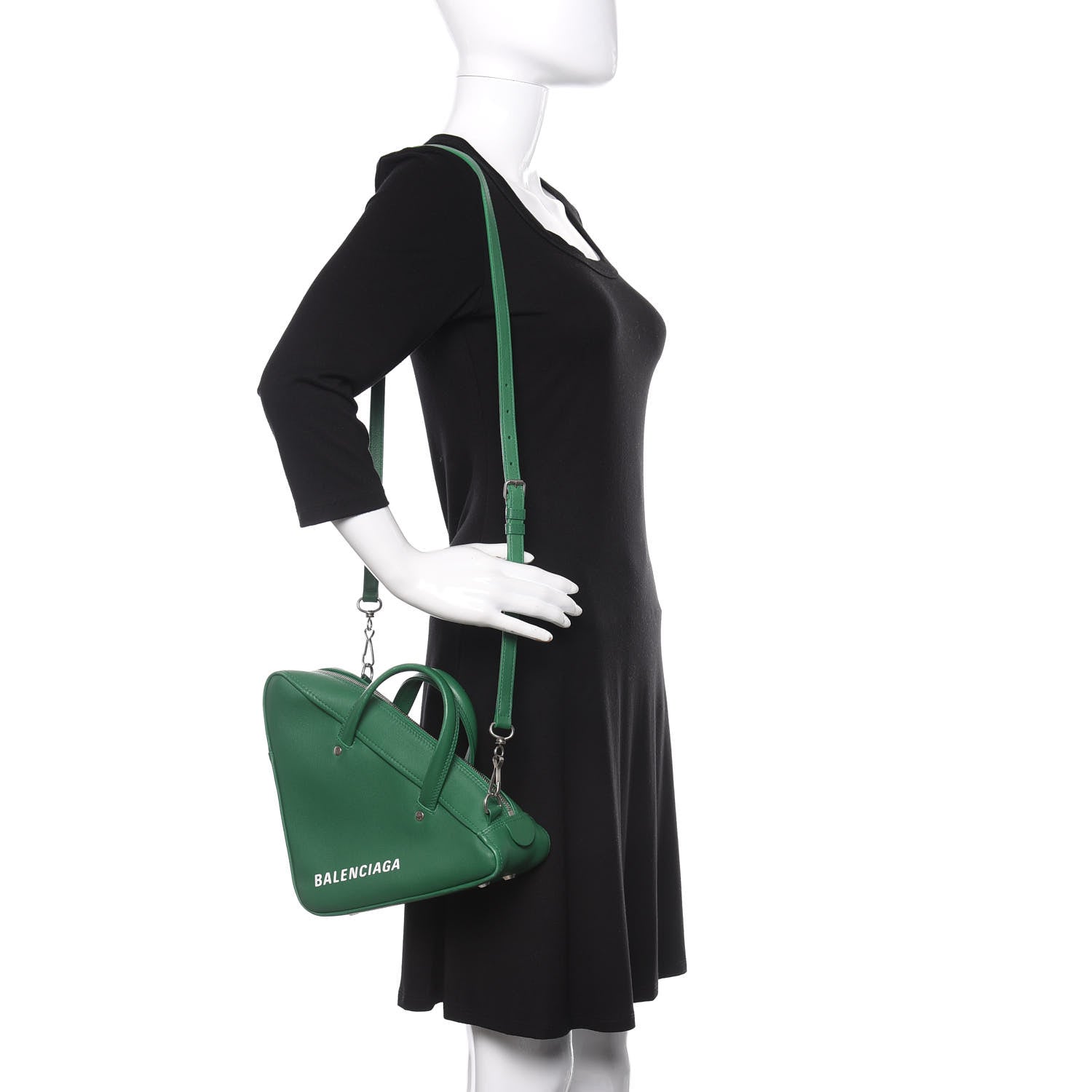 Balenciaga Shiny Day Calfskin S Triangle Duffle Vert Irlandais 2 of 9