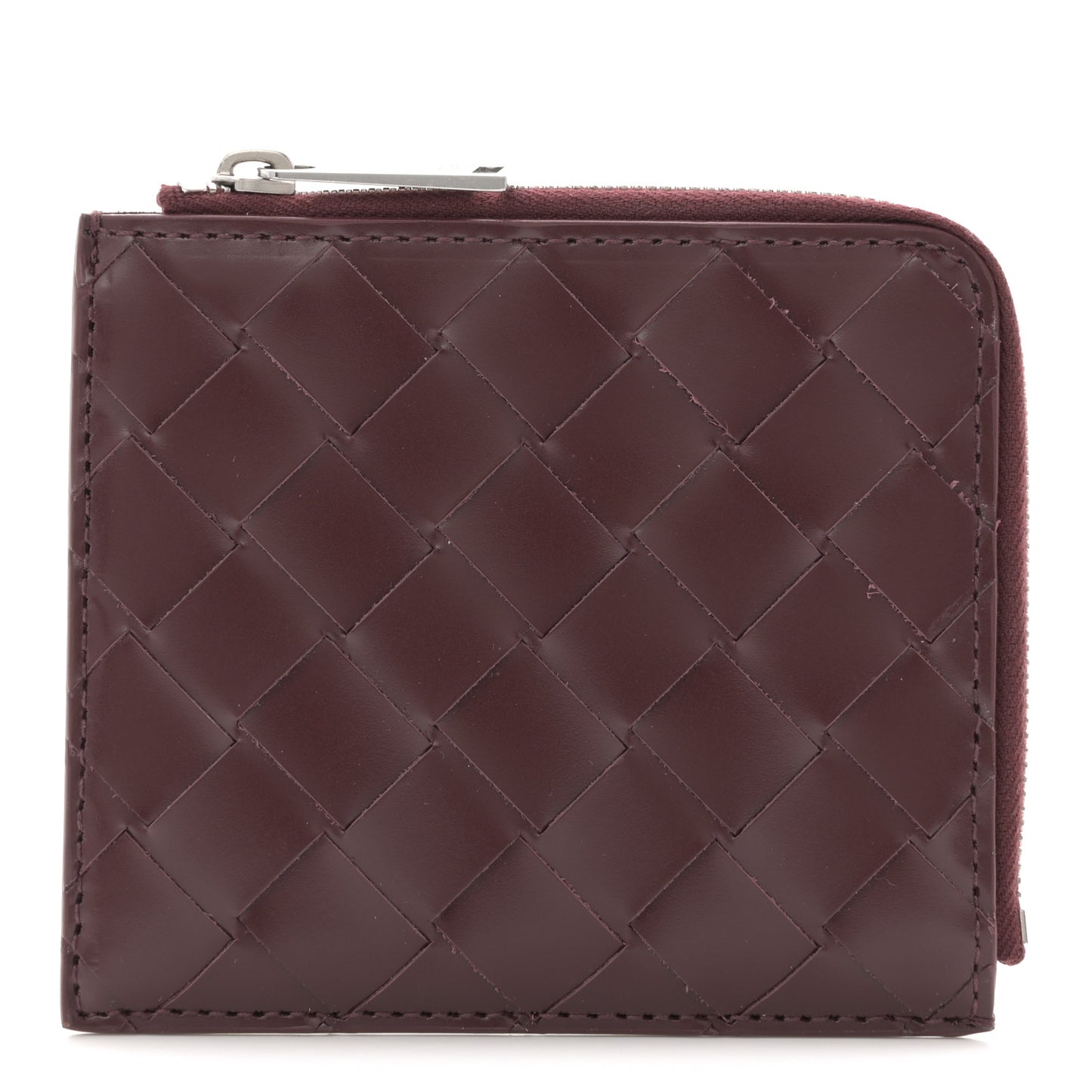 Nappa Intrecciato Square Zip Around Wallet Barolo