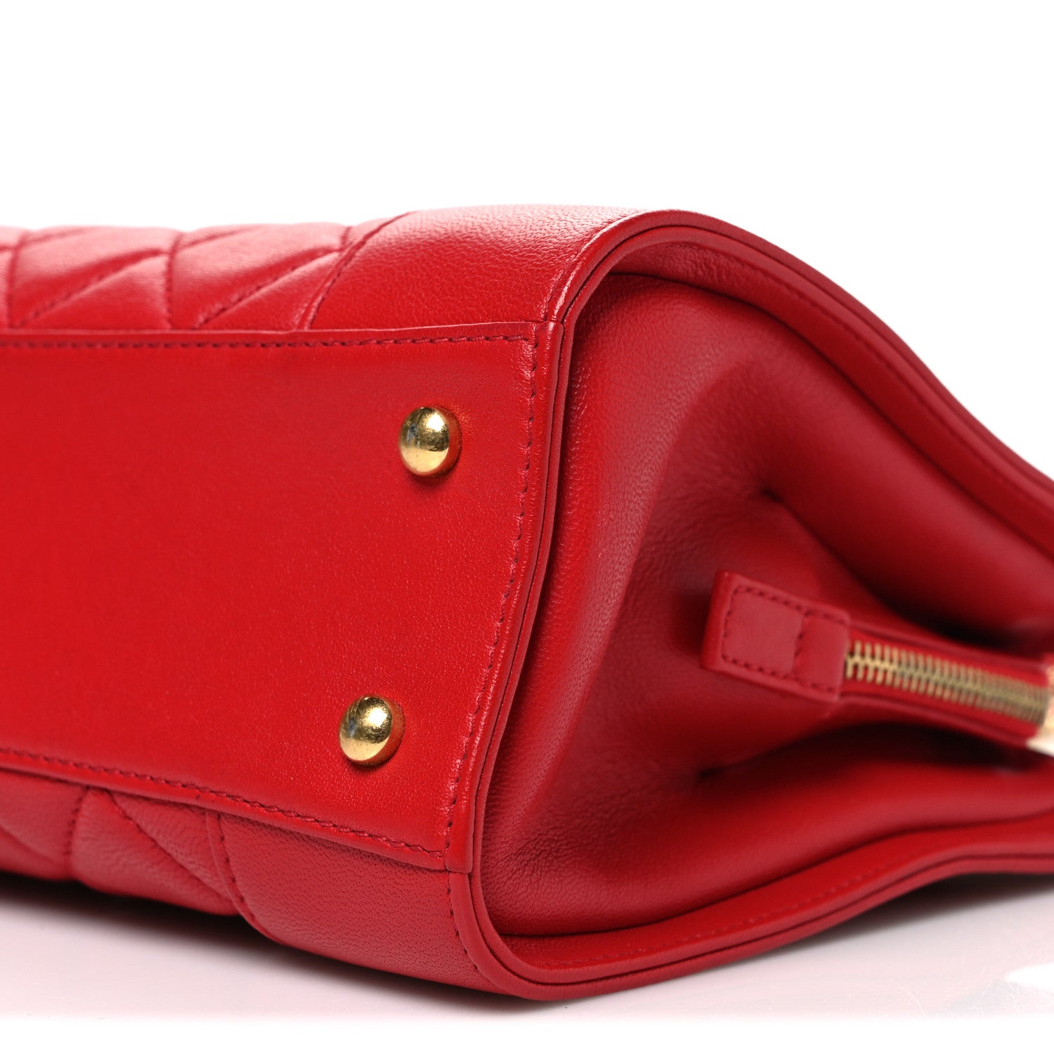 Chanel Sheepskin Quilted Small Mademoiselle Vintage Shopping Tote Red 10 of 10