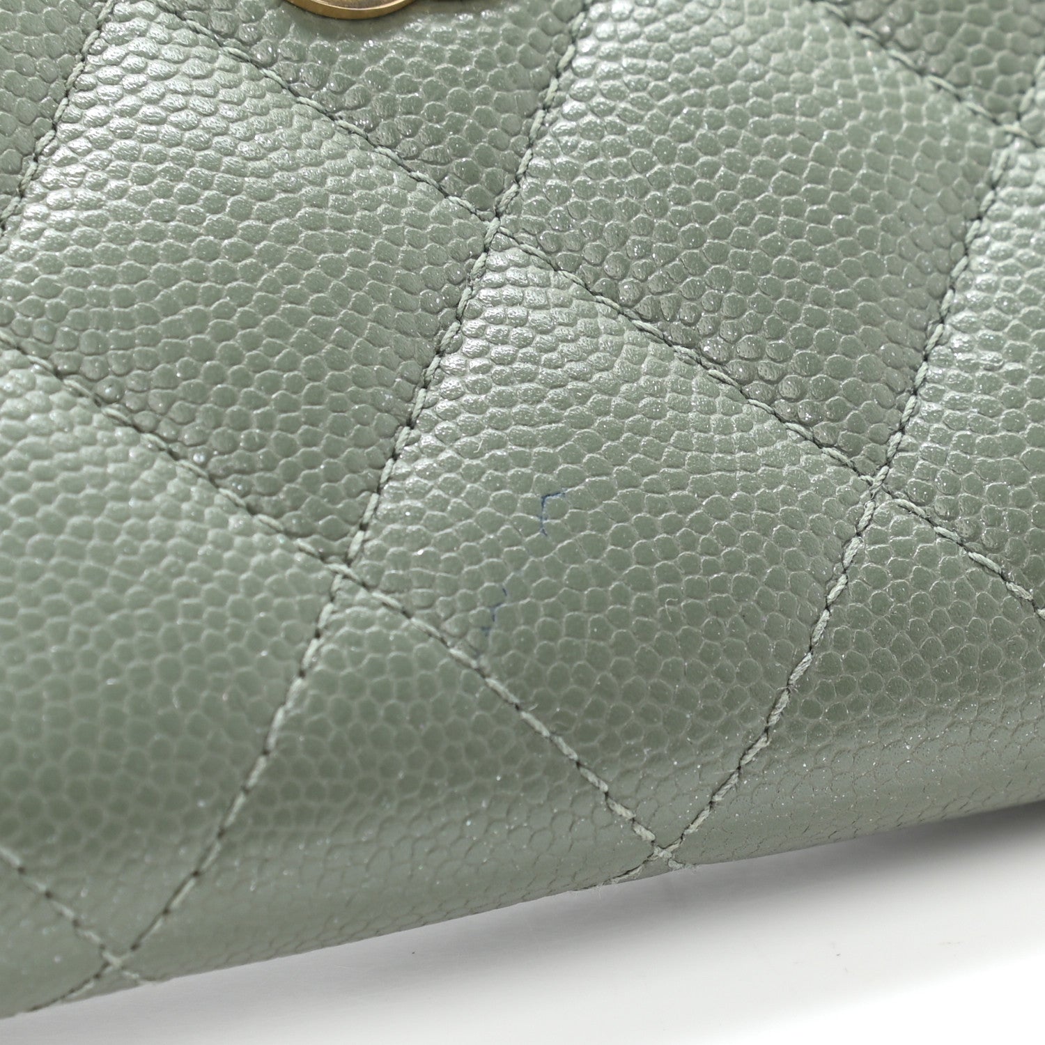 Chanel Iridescent Caviar Quilted Zip Coin Purse Green 8 of 11
