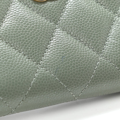 Chanel Iridescent Caviar Quilted Zip Coin Purse Green 8 of 11