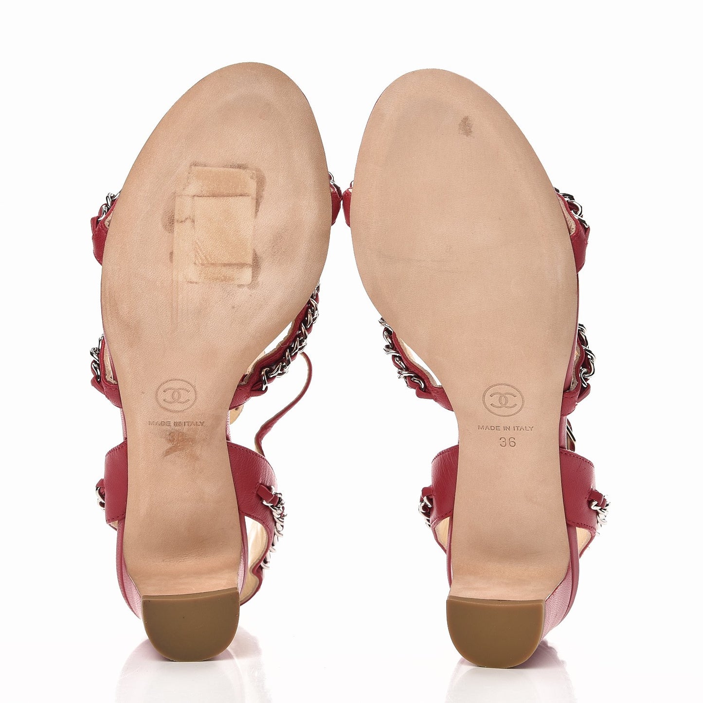 Lambskin Gladiator Chain Sandals 36 Dark Pink