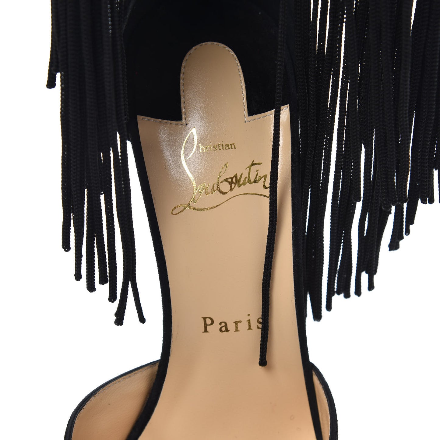 Veau Velours Fringe Courtain 100 Pumps 39.5 Black