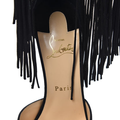 Christian Louboutin Veau Velours Fringe Courtain 100 Pumps 39.5 Black 5 of 7