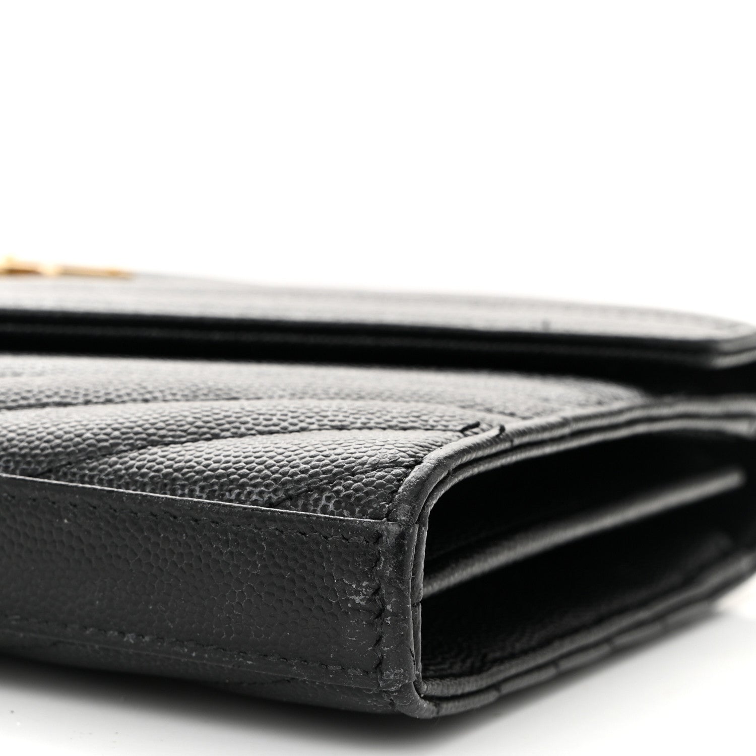Saint Laurent Grain De Poudre Matelasse Chevron Monogram Chain Wallet Black 11 of 13