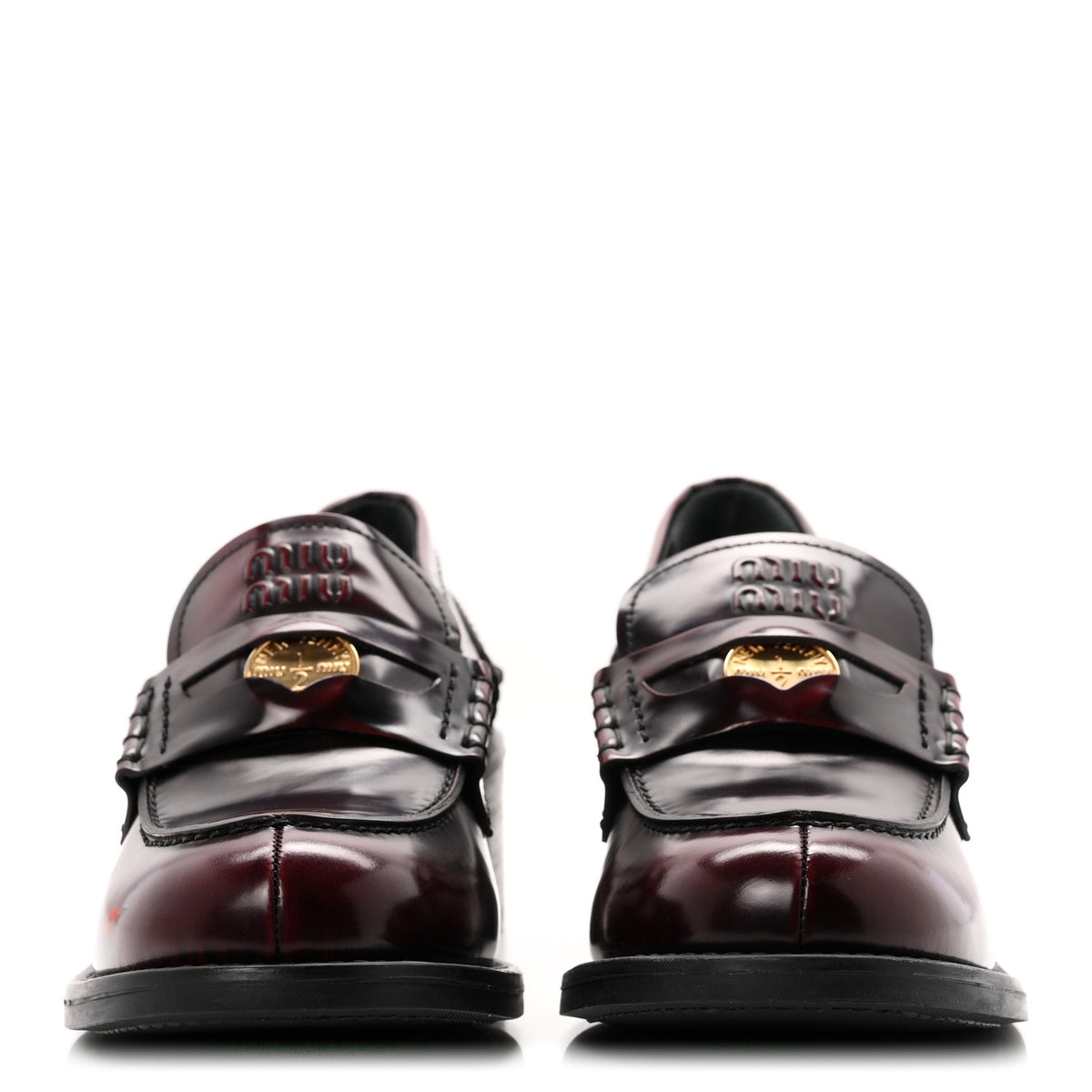 Miu Miu Spazzolato Fume Penny Platform Loafers 39 Porpora 3 of 10