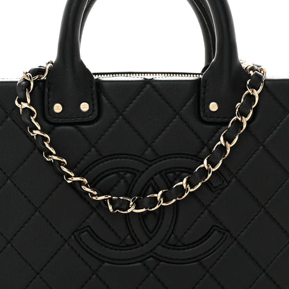 Chanel Calfskin Quilted Studded Square Vanity Case Black 8 of 10