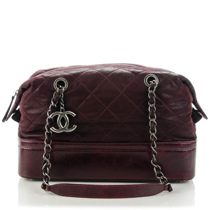 Chanel Iridescent Calfskin Quilted VIP Bowling Bag Bordeaux 1 of 7