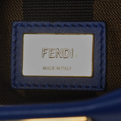 Fendi Vitello Morgan Fabric Jacquard Pequin Medium Peekaboo Iconic Satchel Blue Neon Tobacco 10 of 10