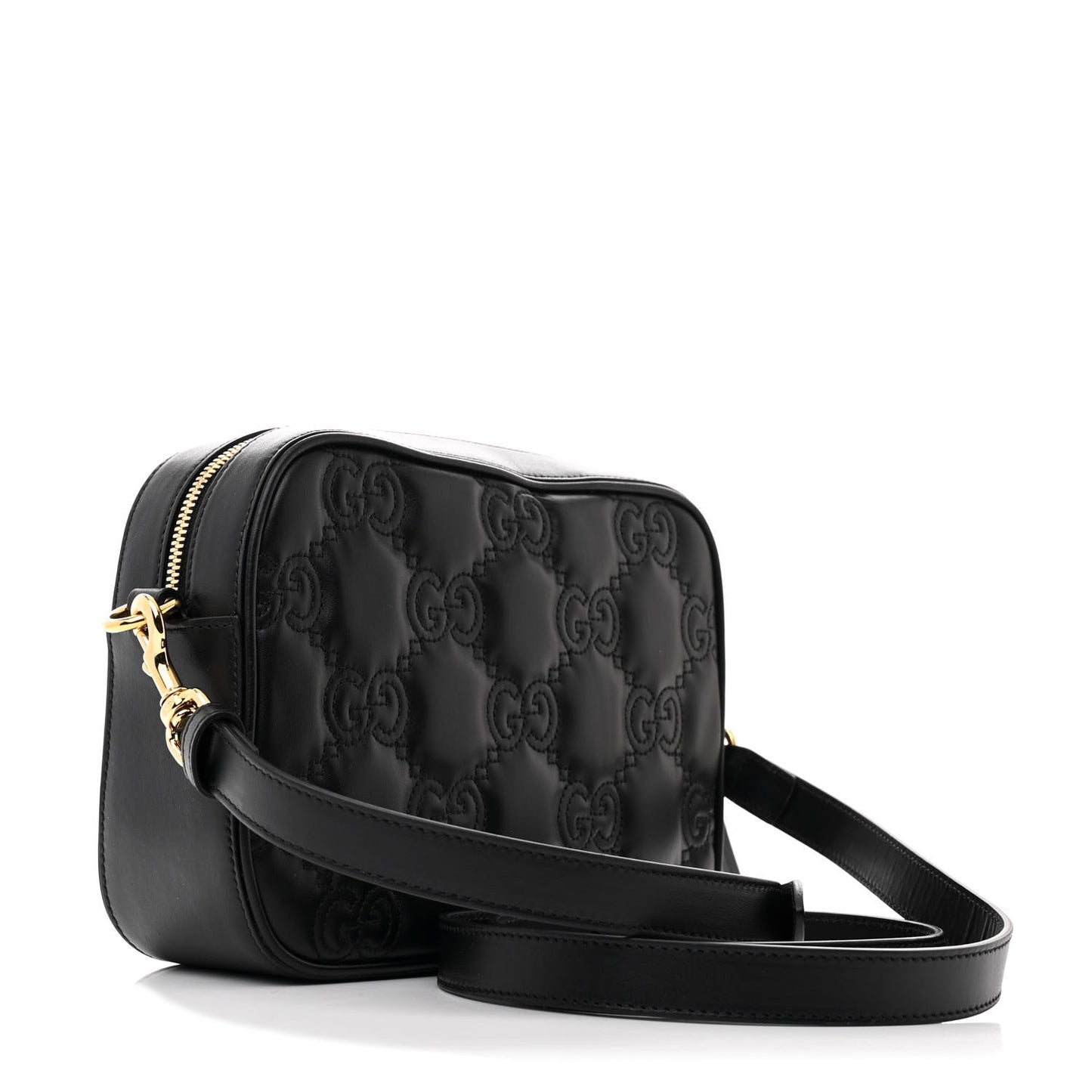Calfskin GG Matelasse Shoulder Bag Black Natural