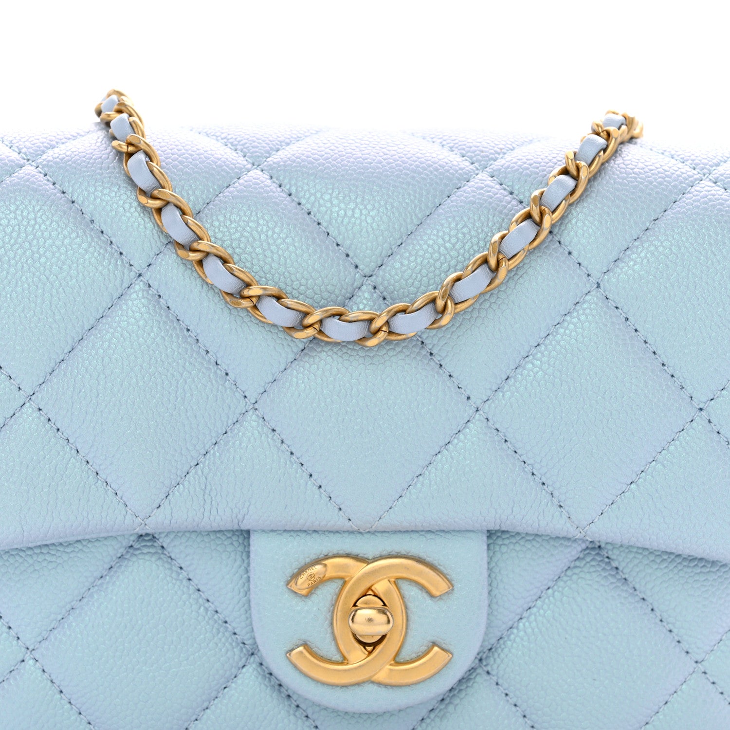Chanel Iridescent Caviar Quilted Mini My Perfect Flap Light Blue 5 of 10