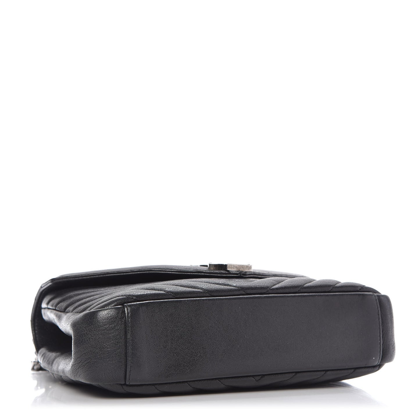 Sheepskin Matelasse Chevron Monogram Medium College Bag Black