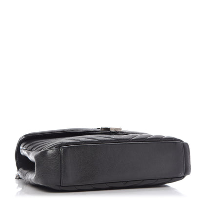 Saint Laurent Sheepskin Matelasse Chevron Monogram Medium College Bag Black 4 of 8
