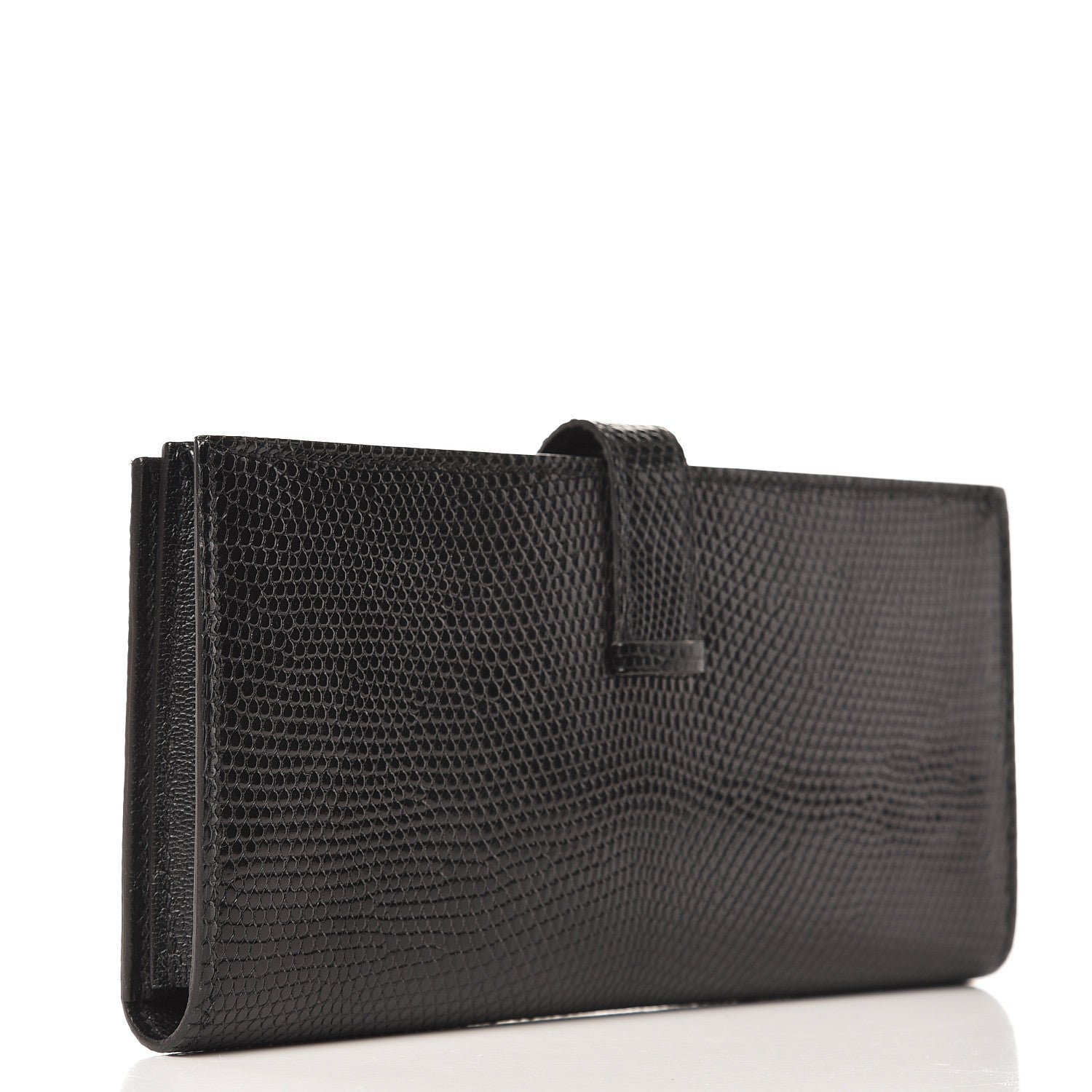 Hermes Lizard Bearn Gusset Wallet Black 3 of 9