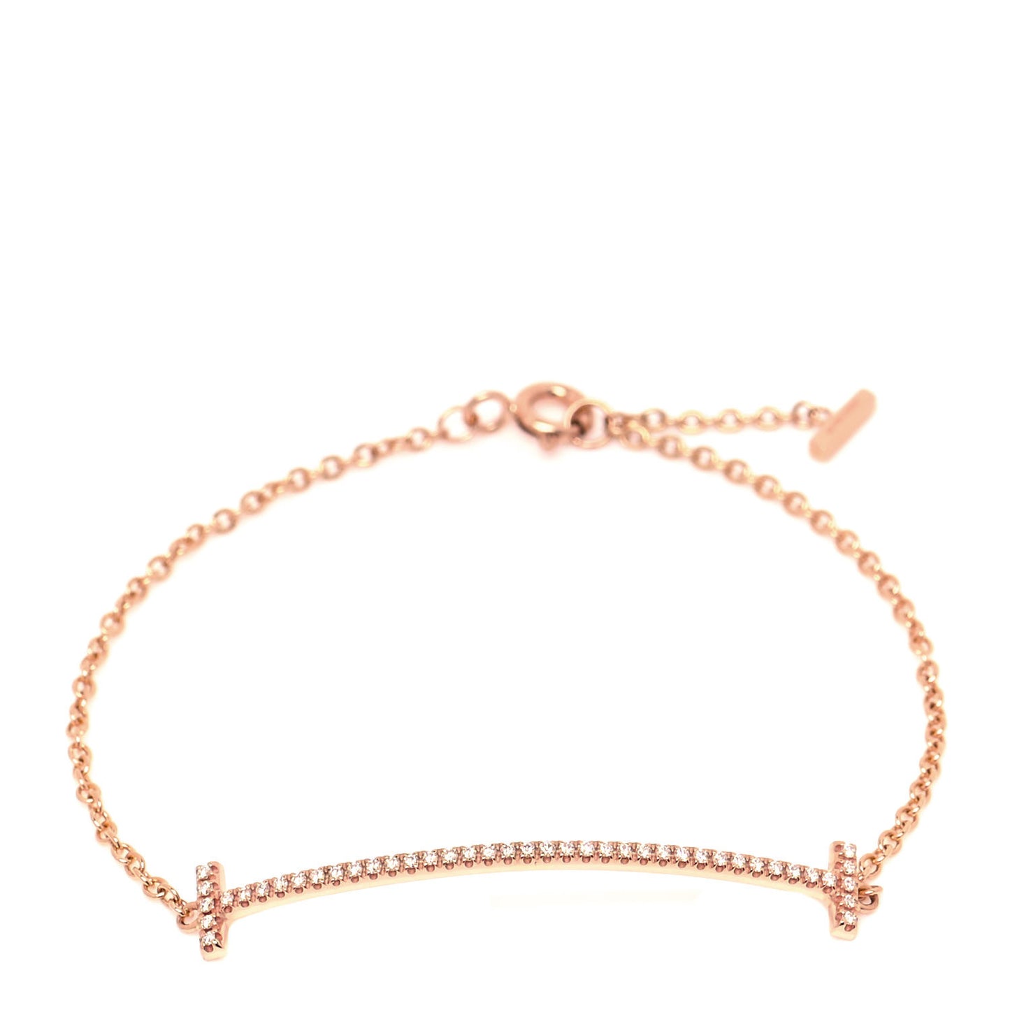 18K Rose Gold Diamond T Smile Bracelet