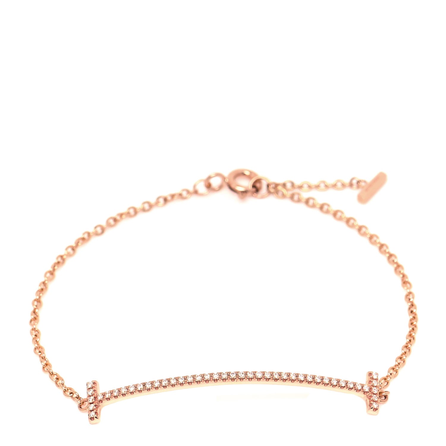 Tiffany 18K Rose Gold Diamond T Smile Bracelet 1 of 3