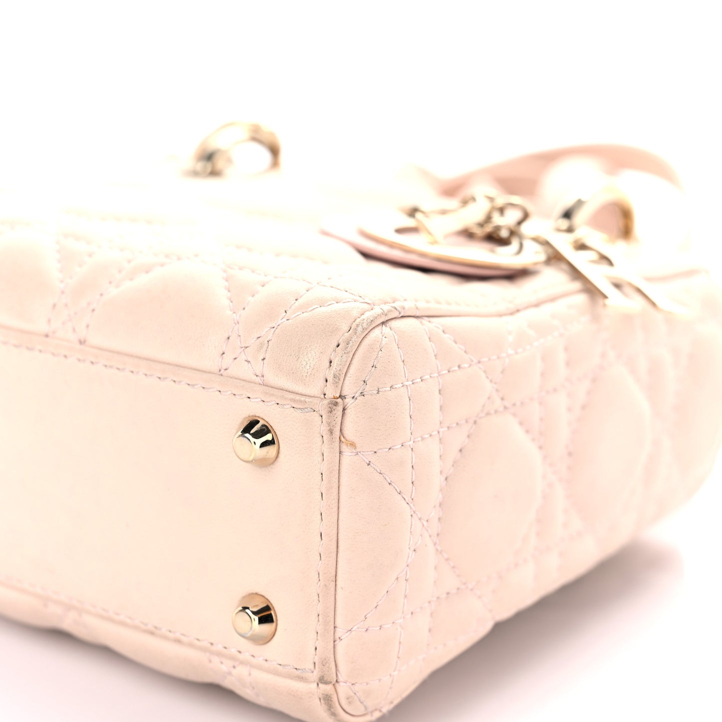 Lambskin Cannage Mini Lady Dior Rose Poudre