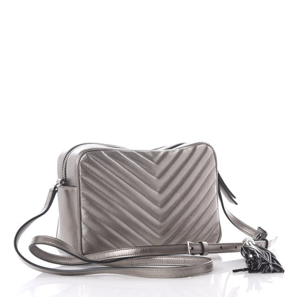 Saint Laurent Metallic Calfskin Matelasse Monogram Lou Camera Bag Silver 2 of 9