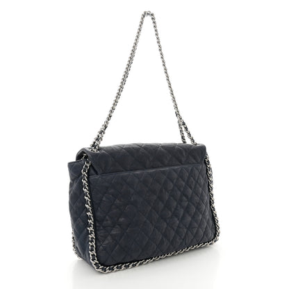 Chanel Washed Lambskin Quilted Maxi Chain Around Flap Navy Blue 3 of 11