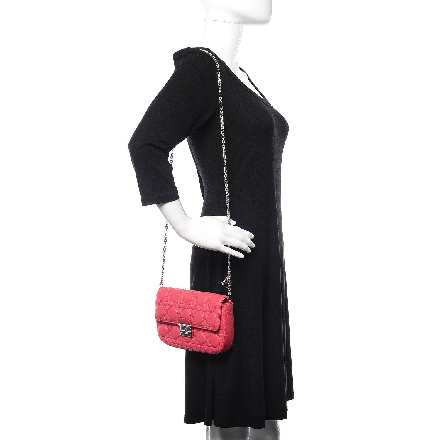 Christian Dior Lambskin Cannage Miss Dior Promenade Pouch Fuchsia 2 of 10