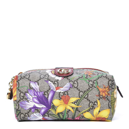 Gucci Soft GG Supreme Monogram Flora Calfskin Small Ophidia Cosmetic Case Beige Ebony Multicolor Rosso 1 of 9