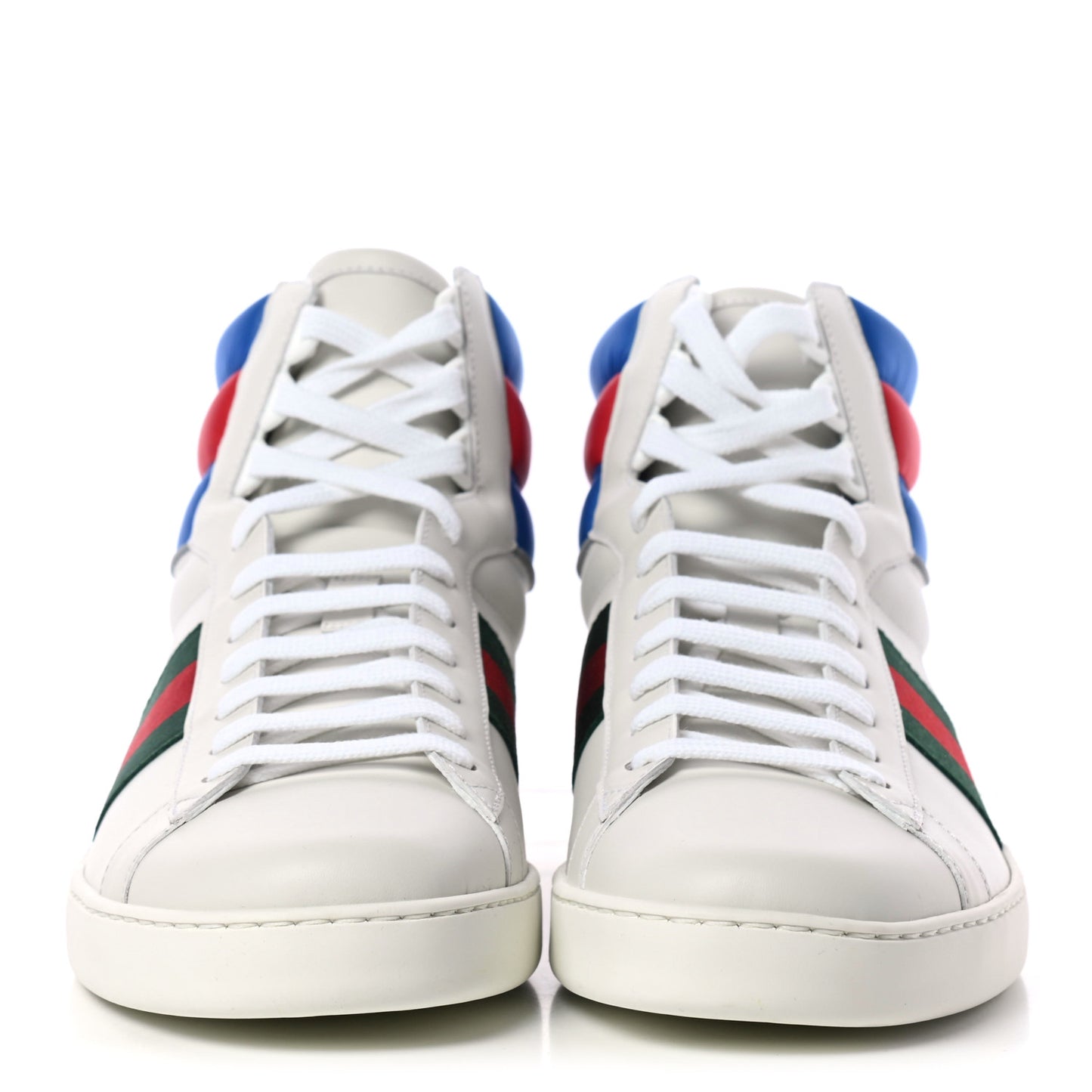 Calfskin Web Mens Ace High Top Sneakers 10.5 White