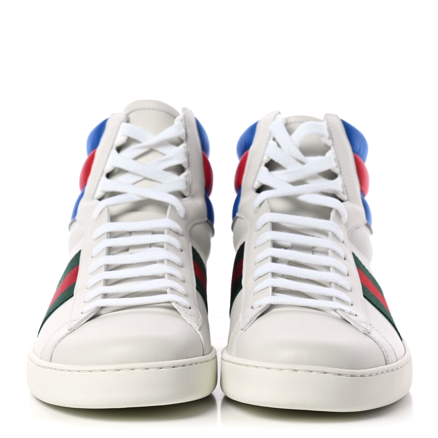 Gucci Calfskin Web Mens Ace High Top Sneakers 10.5 White 2 of 8