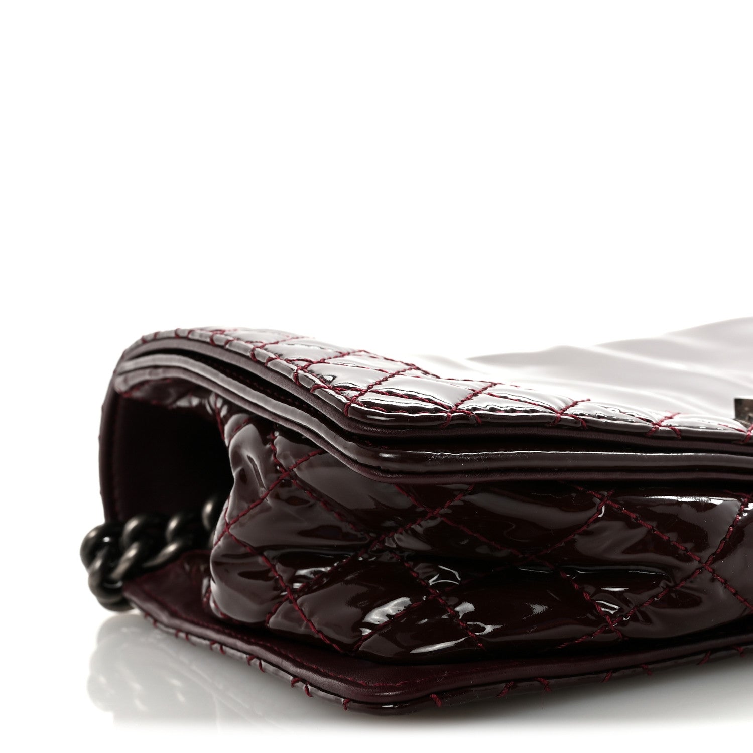 Chanel Patent New Medium Boy Reverso Flap Burgundy 9 of 10