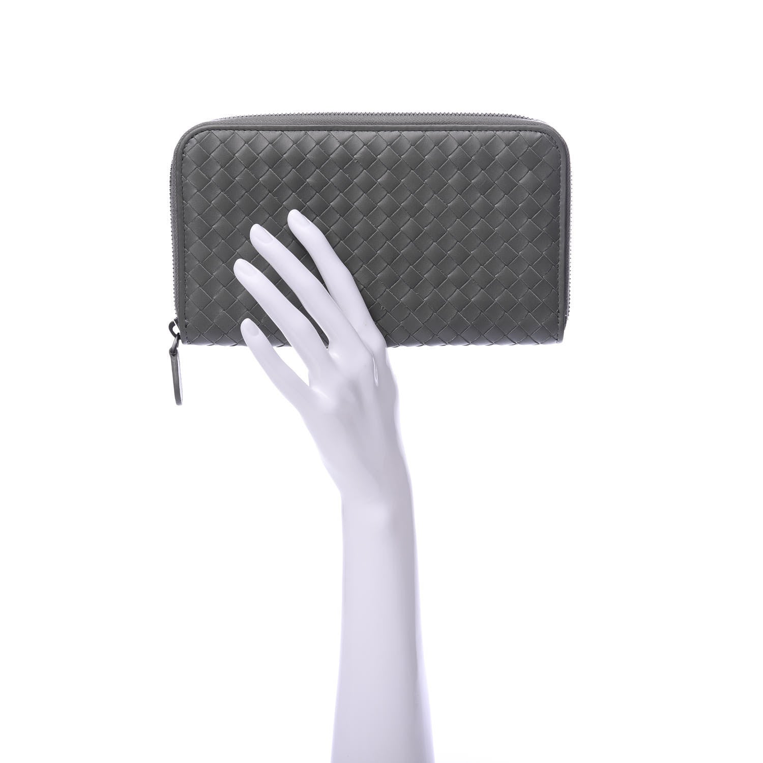 Bottega Veneta Nappa Intrecciato Zip Around Wallet Kaki Fondente 2 of 6