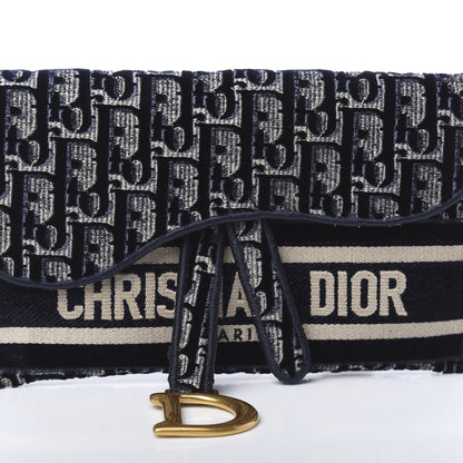 Christian Dior Velvet Oblique Saddle Belt Bag Blue 10 of 11