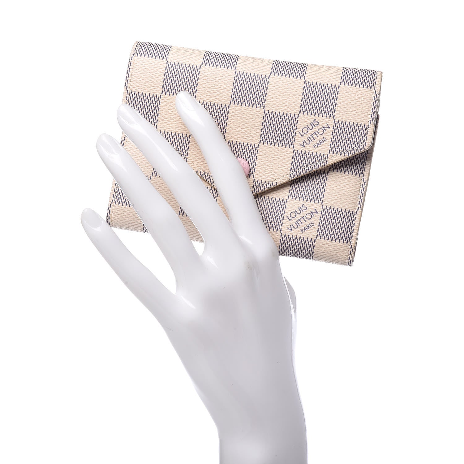 Louis Vuitton Damier Azur Victorine Wallet Rose Ballerine 2 of 7